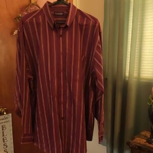 Men's Striped Shirt - Burgundy by Van Heusen